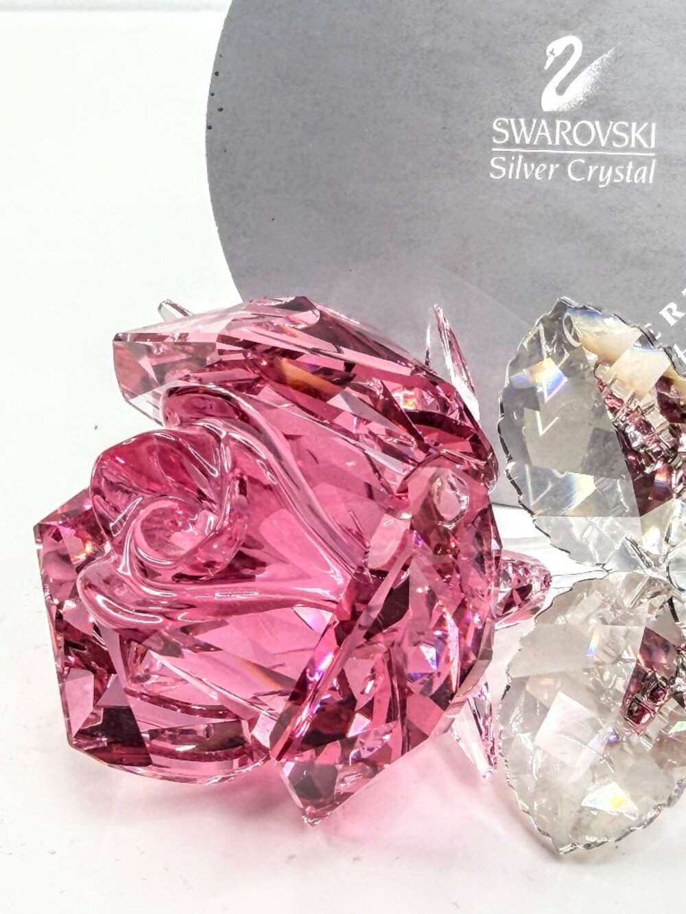 Swarovski Blossoming Rose Rosy Pink Crystal Retired 5094612 Vintage COA S329